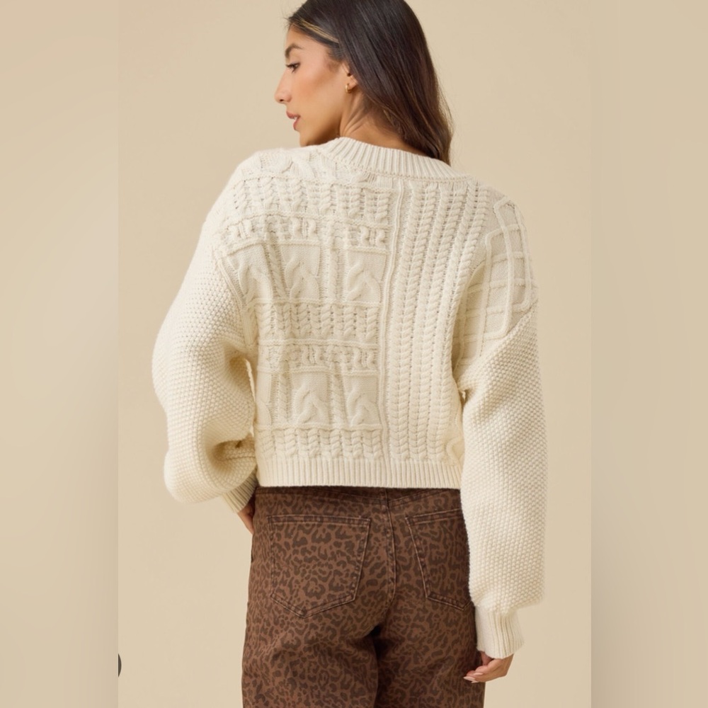 Altar'd State Cream Cable Knit Cardigan - Picture 3 of 7
